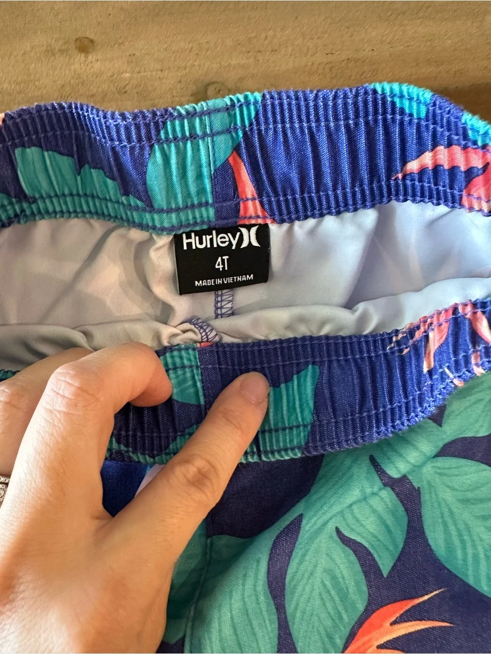 Hurley Blue Tropical Print Kids Swim Trunks